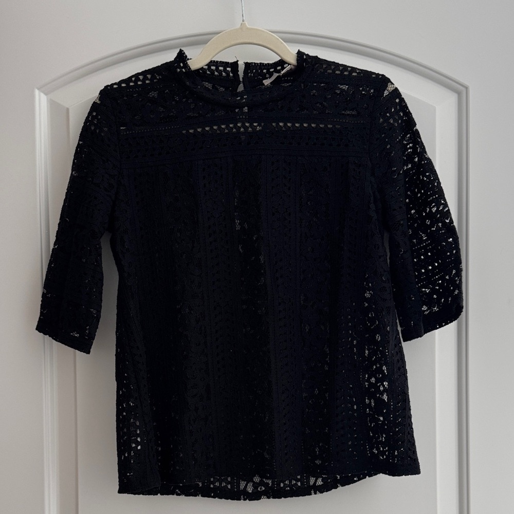 EUC Loft black lace top, XS